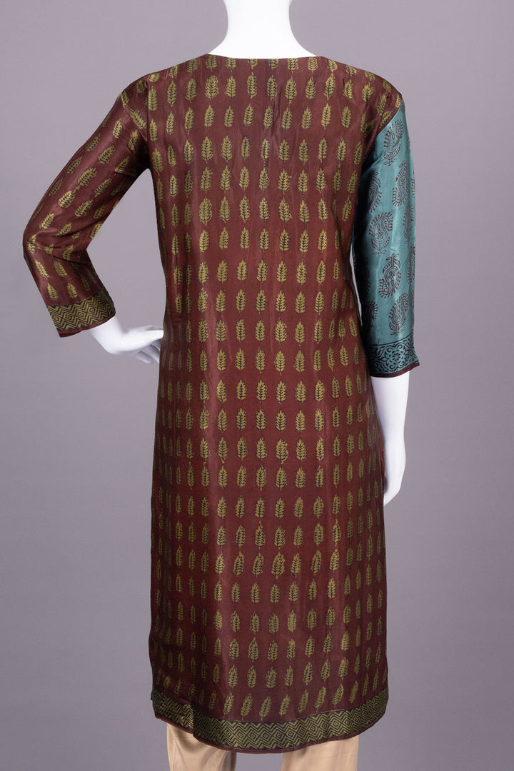 Maroon Handcrafted Bagh Printed Modal Silk Kurta - Avishya