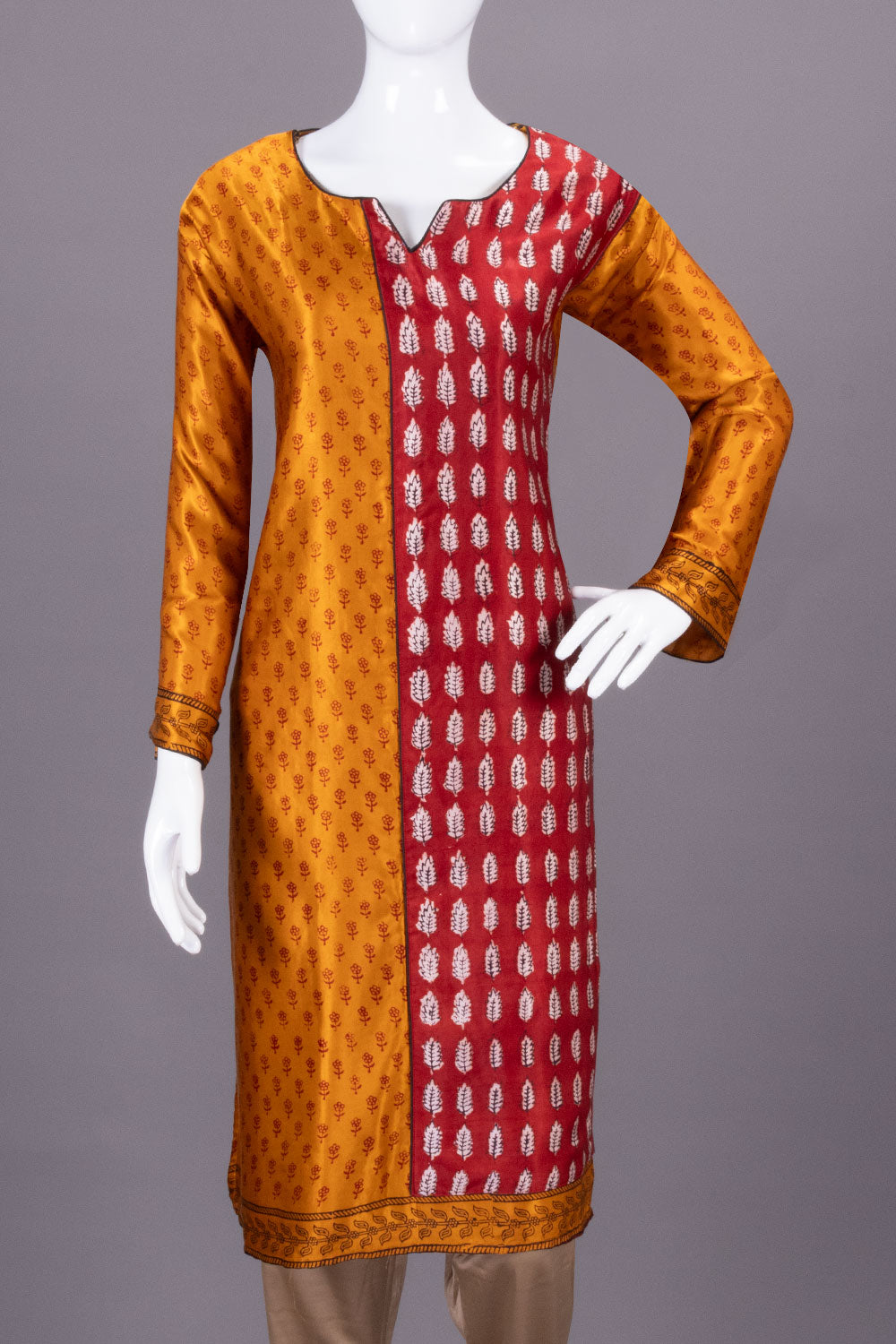Yellow Handcrafted Bagh Printed Modal Silk Kurta - Avishya