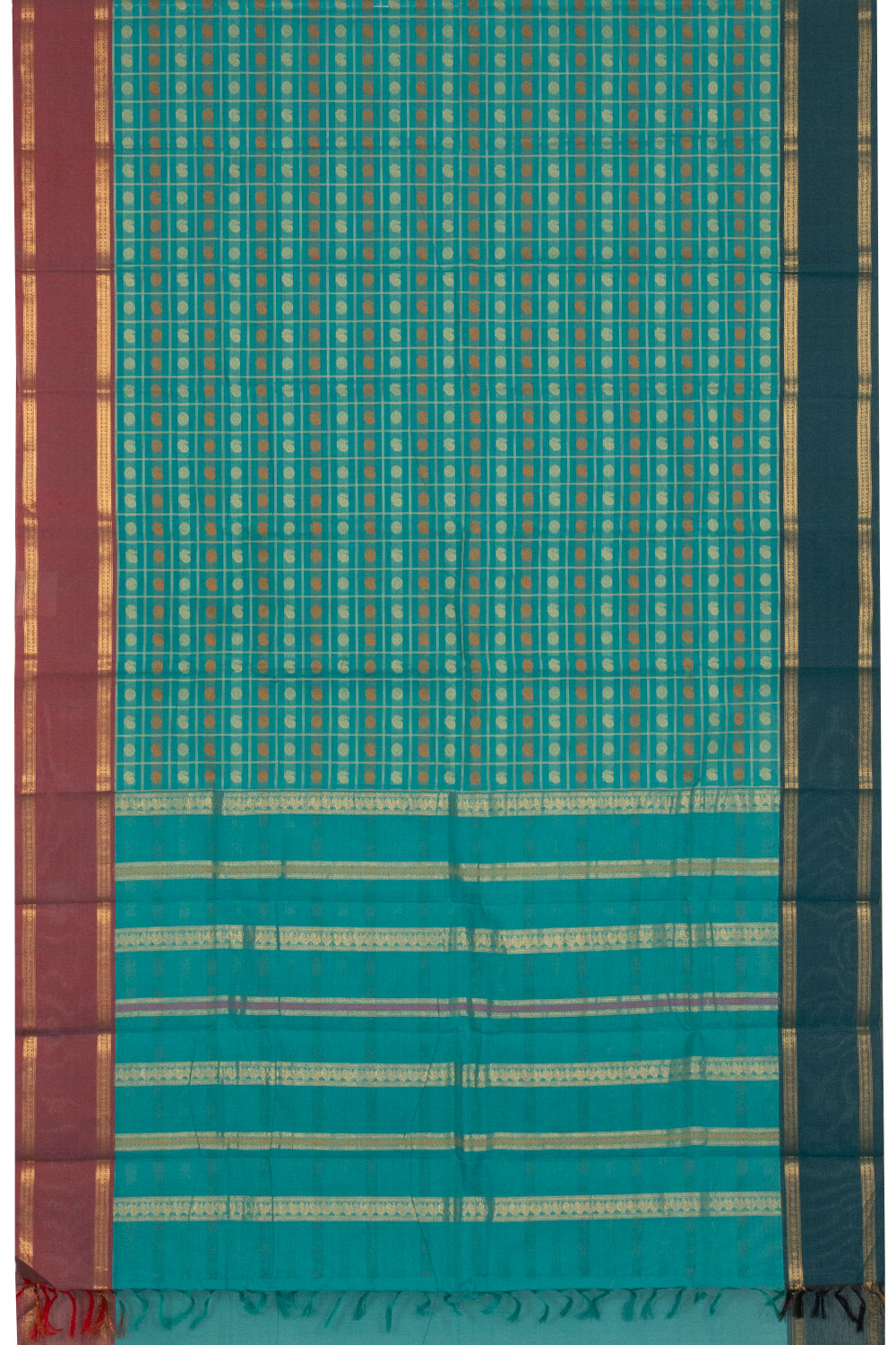 Cerulean Blue Handwoven Kanchi Cotton Saree -Avishya