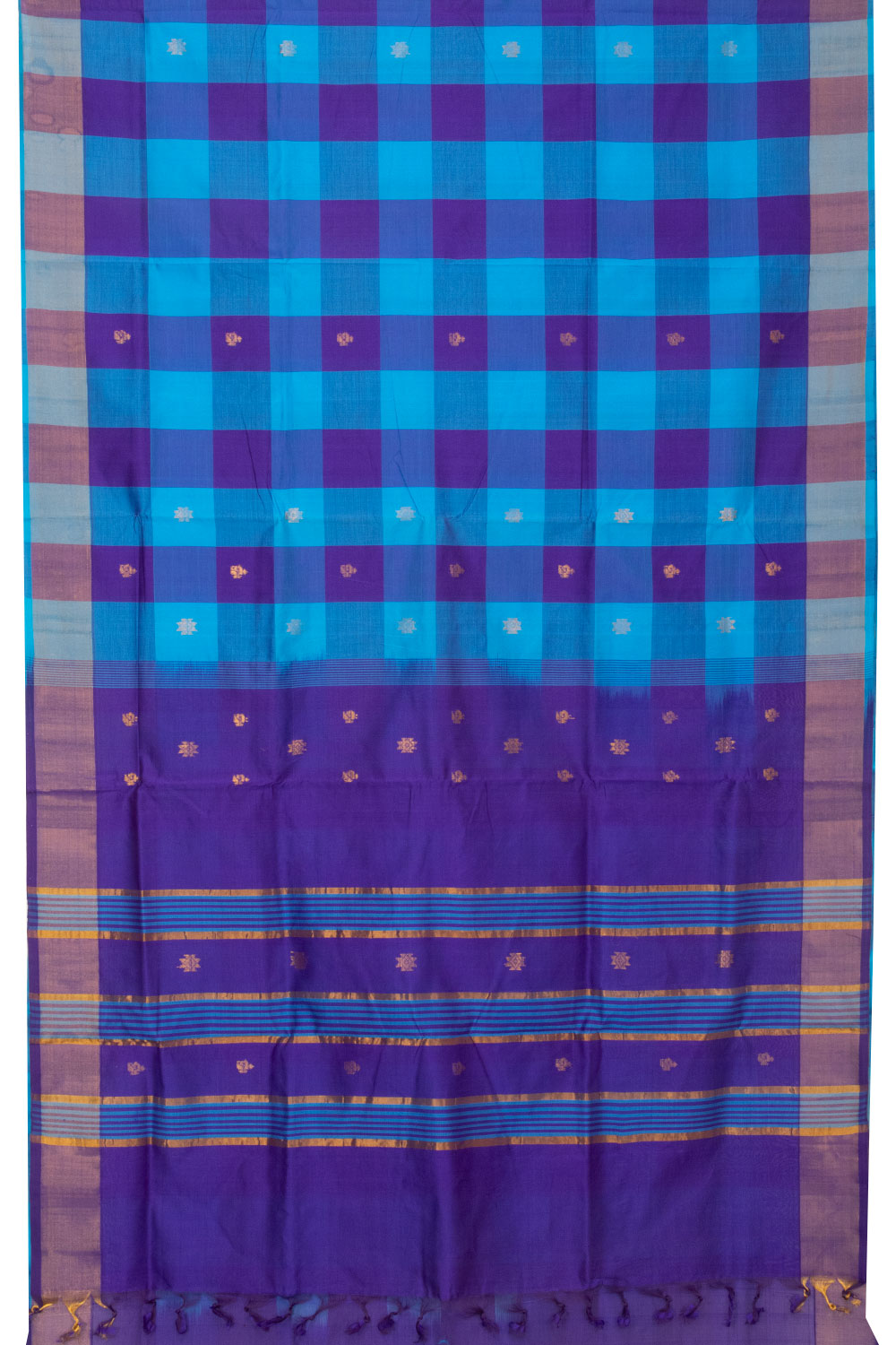 Blue Handloom Kanchi Silk Cotton Saree -Avishya