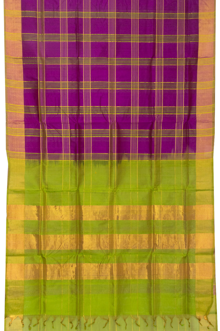 Purple Handloom Kanchi Silk Cotton Saree -Avishya