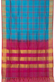 Blue Handloom Kanchi Silk Cotton Saree -Avishya