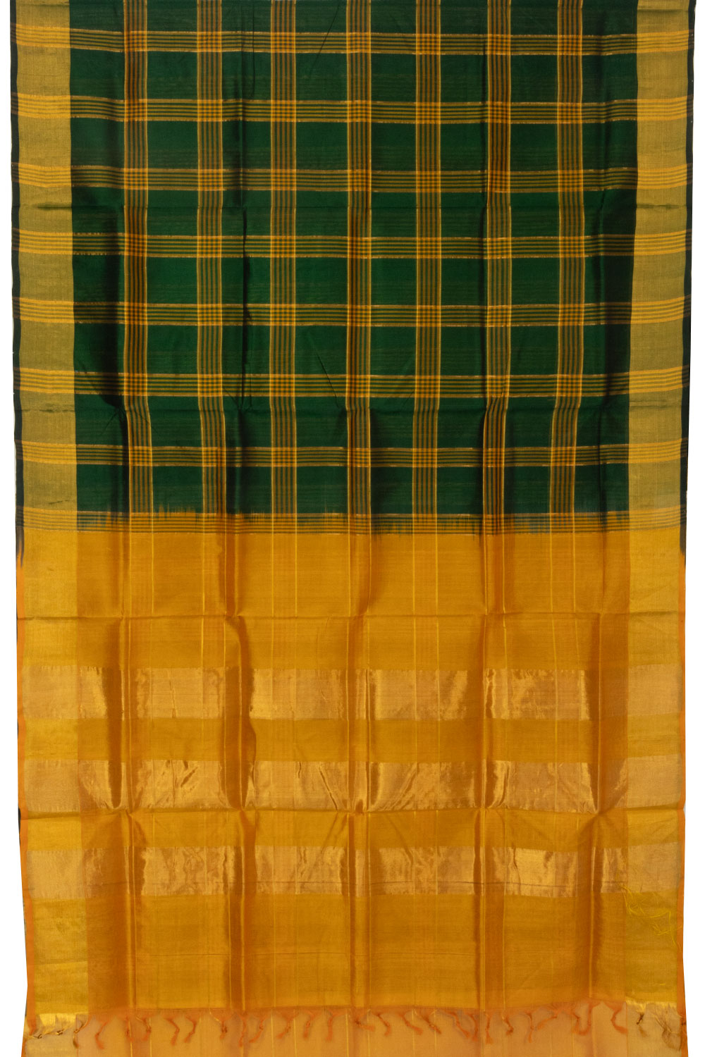 Dark Green Handloom Kanchi Silk Cotton Saree-Avishya