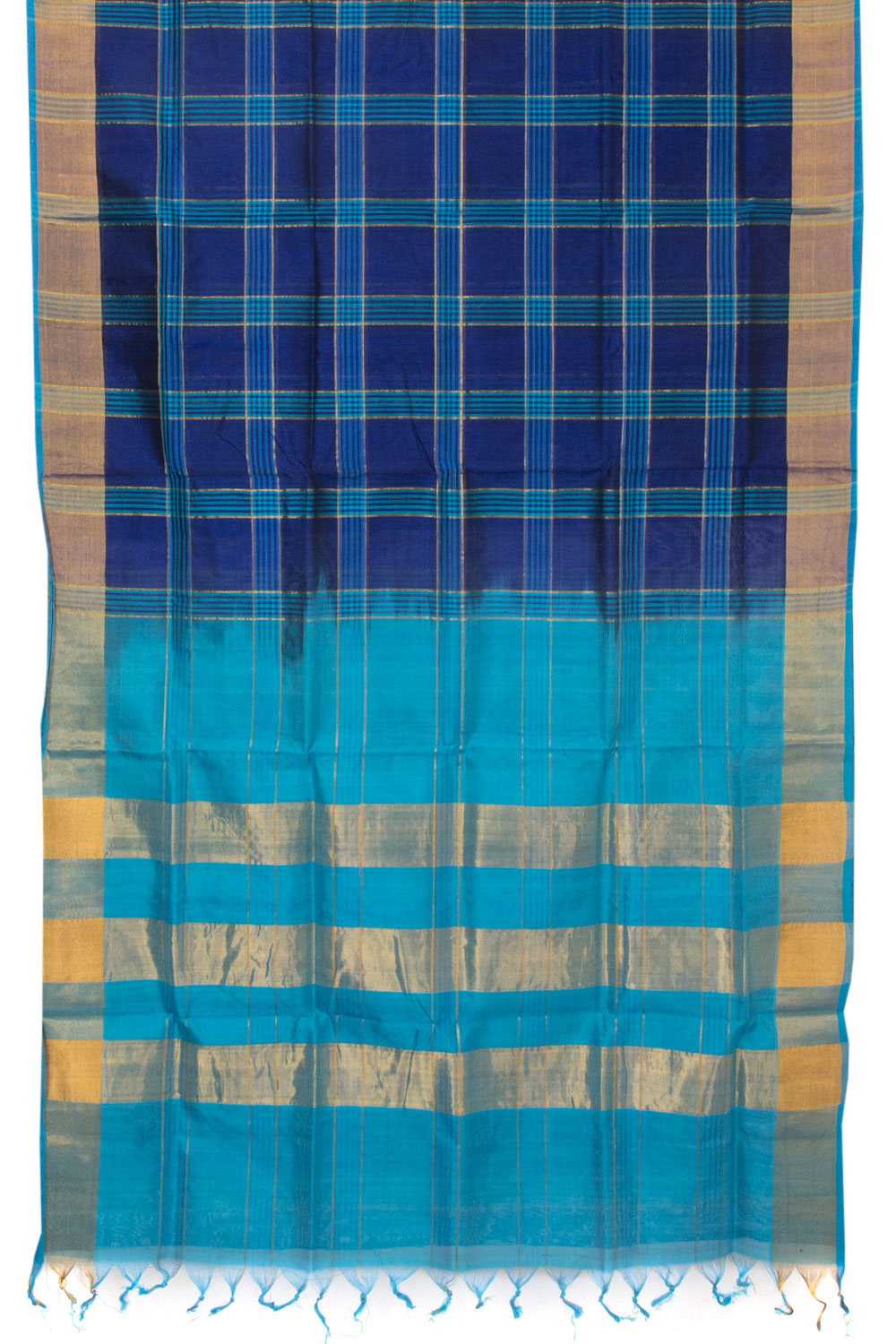 Ink Blue Handloom Kanchi Silk Cotton Saree -Avishya