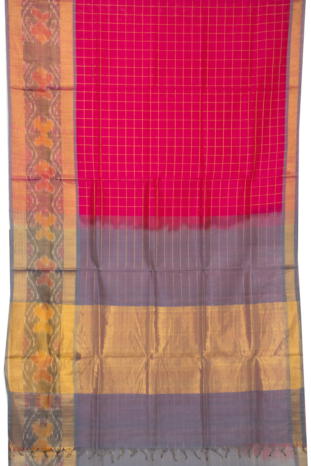 Chilli Red Handloom Kanchi Silk Cotton Saree-Avishya
