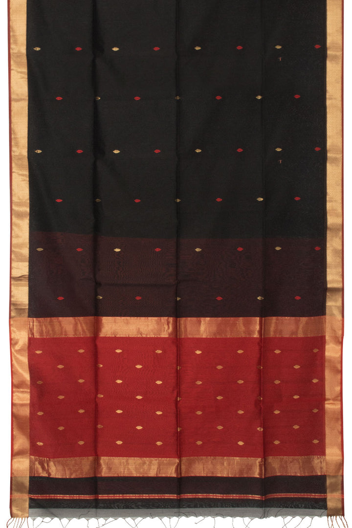 Black Handloom Maheshwari Silk Cotton Saree - Avishya