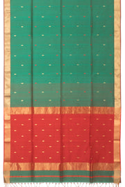 Dark Green Handloom Maheshwari Silk Cotton Saree - Avishya