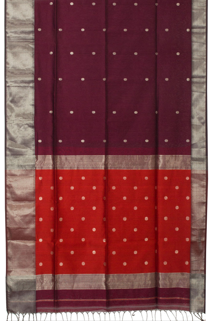 Brown Handloom Maheswari Silk Cotton Saree - Avishya