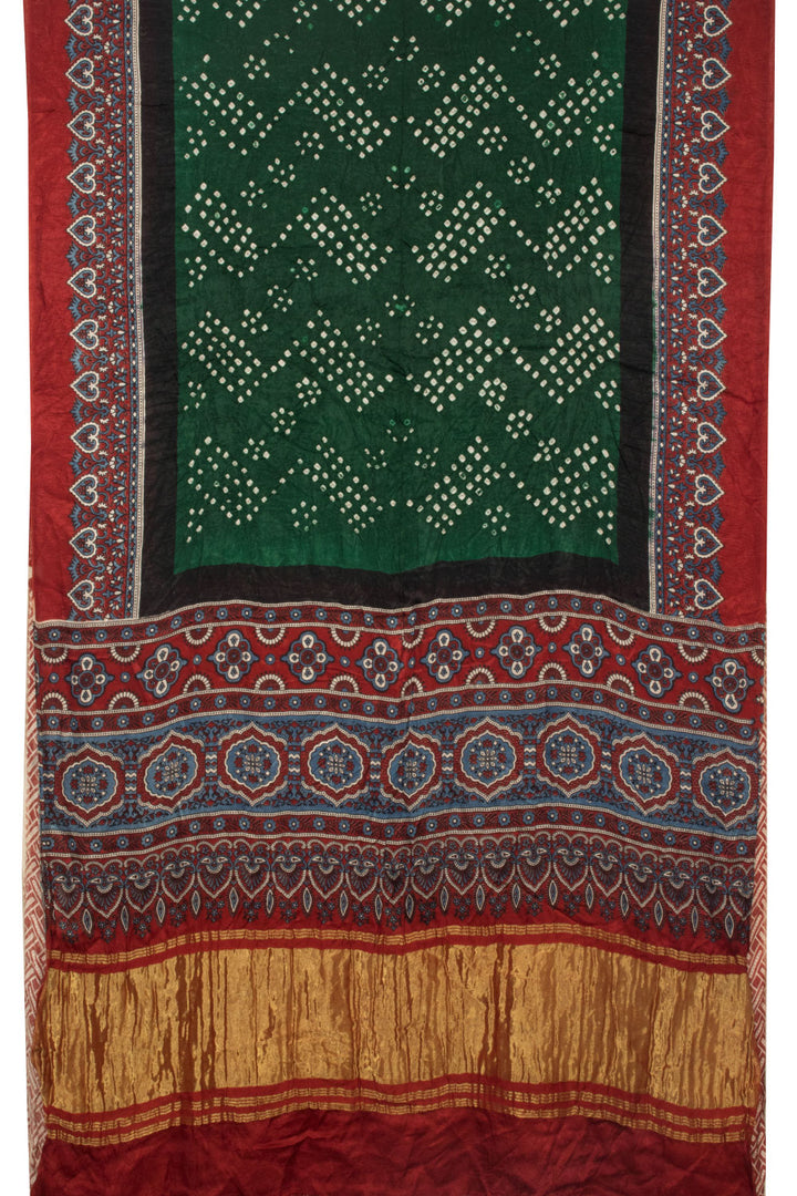 Green Handwoven Gharchola Bandhani Modal Silk Saree - Avishya