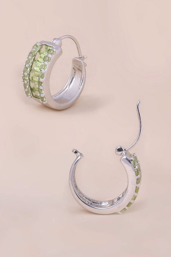 Peridot Baguette Sterling Silver Stud Earring 10067046