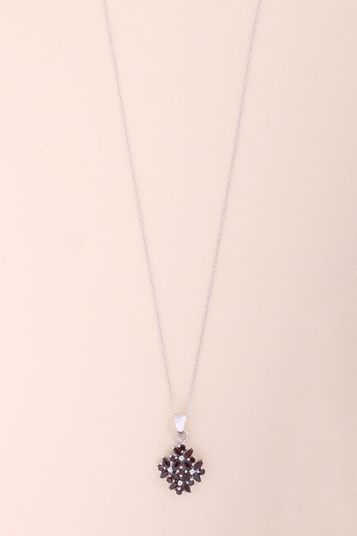 Garnet Sterling Silver Necklace Pendant Chain - Avishya