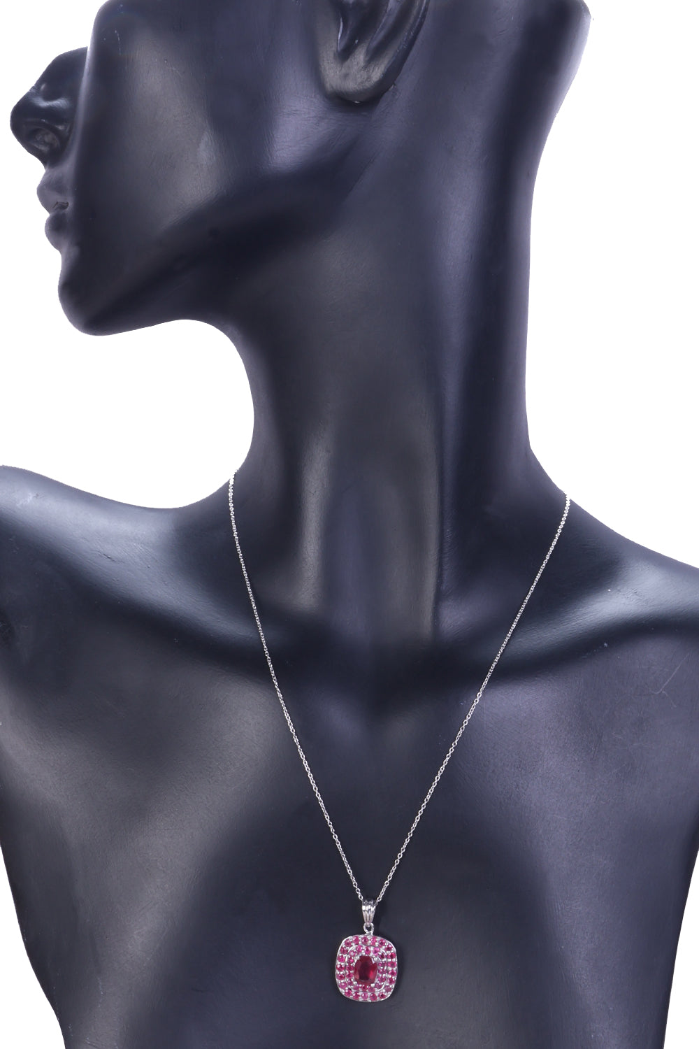 Ruby Silver Necklace Pendant Chain-Avishya
