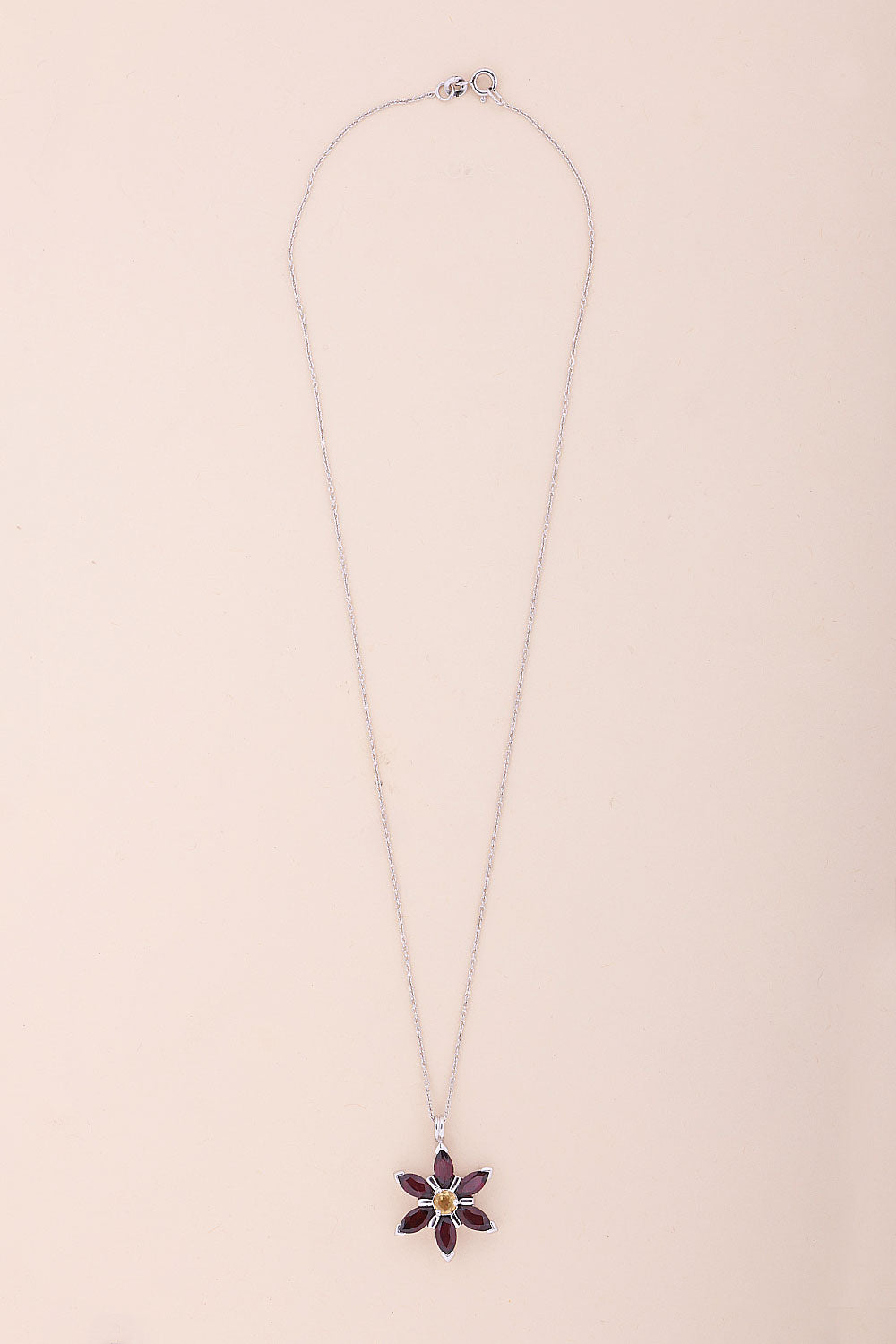 Rhodolite And Citrine Sterling Silver Necklace Pendant Chain  - Avishya