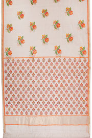 White Huda Print Silk Cotton Saree 10067317 - Avishya