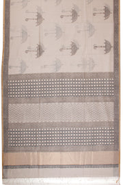 White Huda Print Silk Cotton Saree 10067318 - Avishya