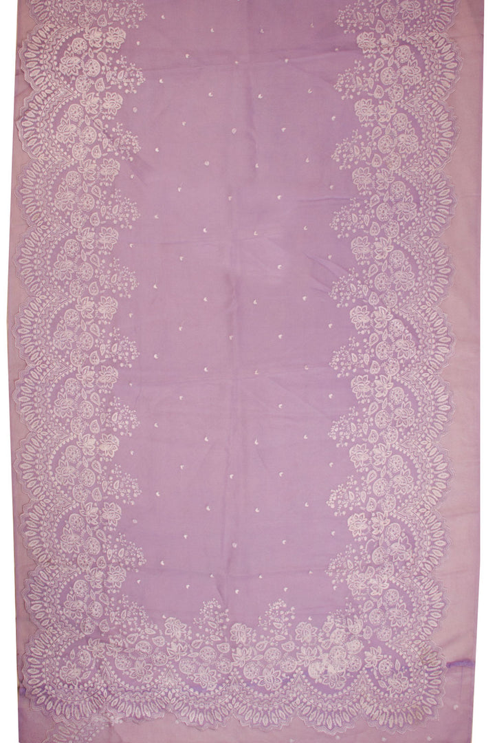 Purple Hand Embroidered Pure Silk Organza Saree - Avishya