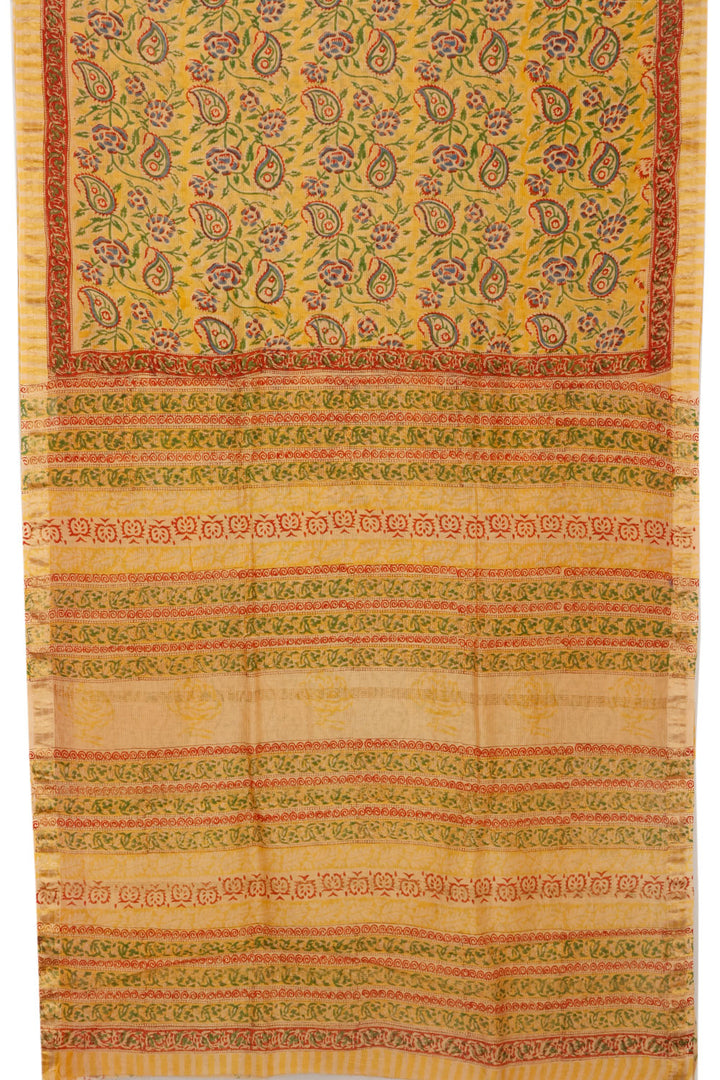 Yellow Anokhi Hand Block Printed Saree - Avishya