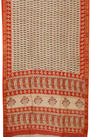 Off White Anokhi Hand Block Printed Saree 10067356