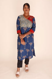 Blue Ajrakh Printed Cotton Kurta 10067391