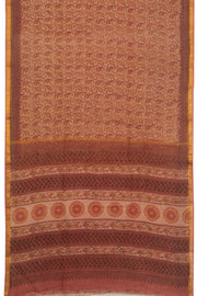 Brown Vanaspathi Hand block Printed Kota Cotton saree - Avishya
