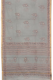 Grey Vanaspathi Hand block Printed Kota Cotton saree - Avishya