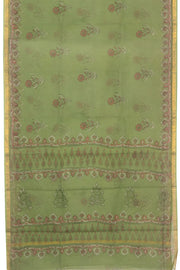 Green Vanaspathi Hand block Printed Kota Cotton saree - Avishya