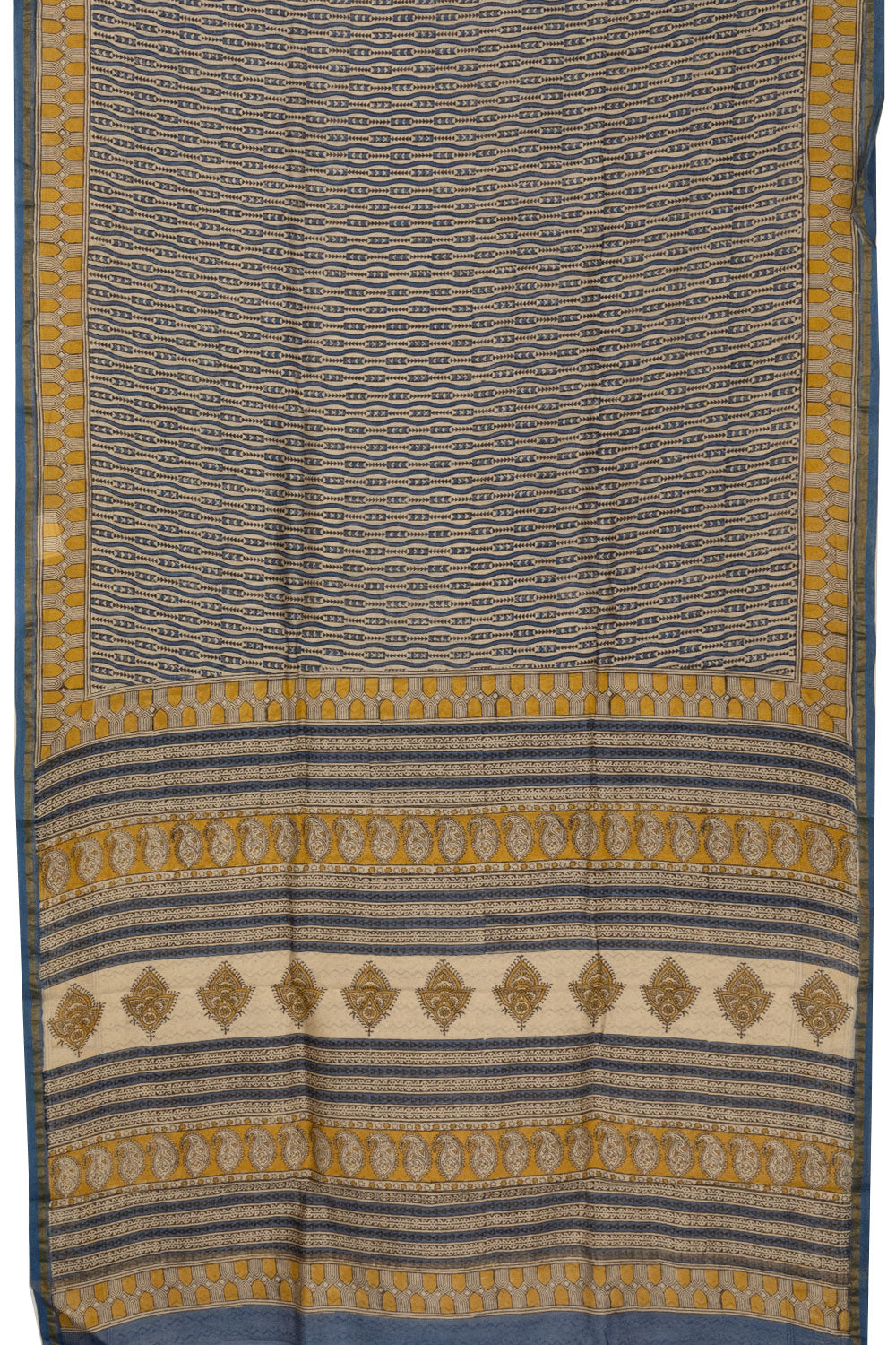 Beige Vanaspathi Hand block Printed Silk Cotton Saree - Avishya