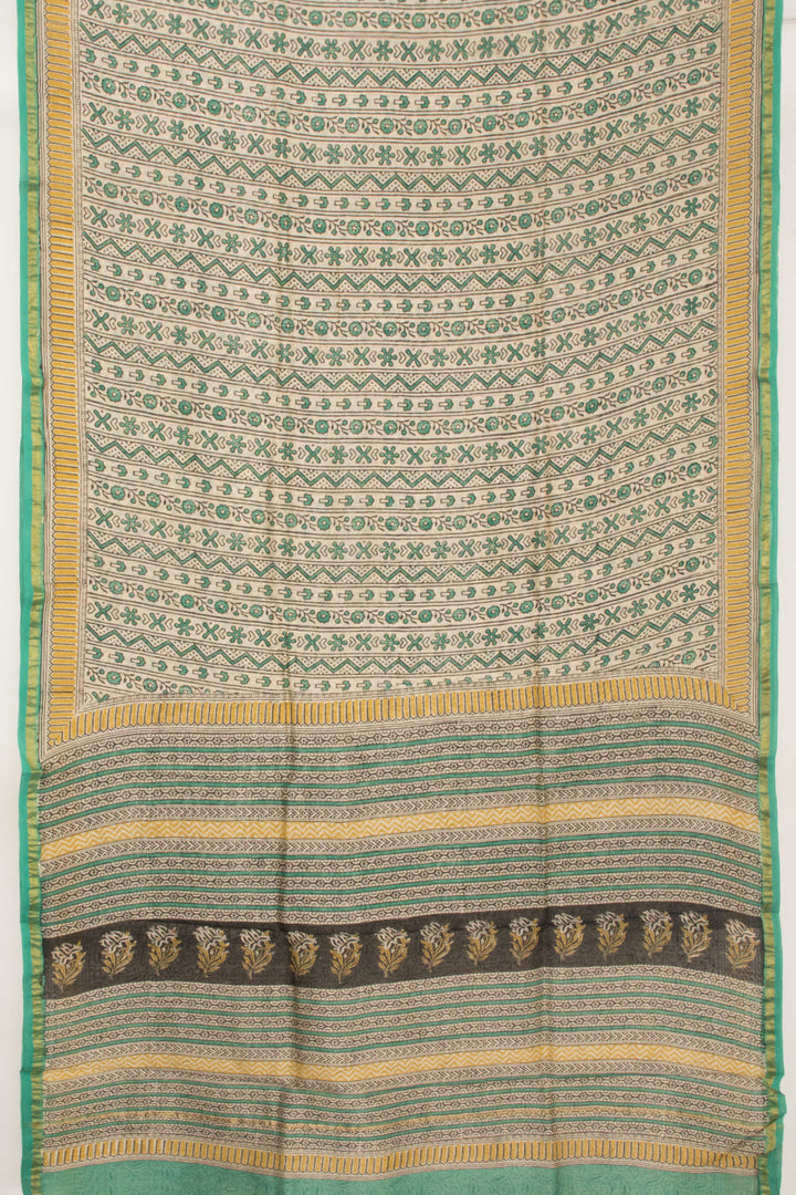Green Vanaspathi Hand block Printed Silk Cotton Saree - Avishya