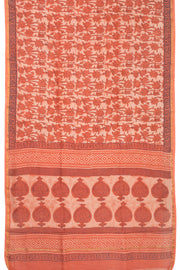 Orange Vanaspathi Hand block Printed Silk Cotton Saree - Avishya