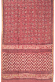 Maroon Vanaspathi Hand block Printed Silk Cotton Saree - Avishya