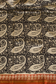 Black Hand Block Printed Silk Cotton 3-Piece Salwar Suit Material - Avishya