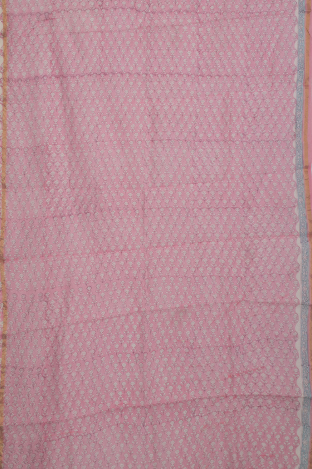 Pink Hand Block Printed Silk Cotton 3-Piece Salwar Suit Material - Avishya