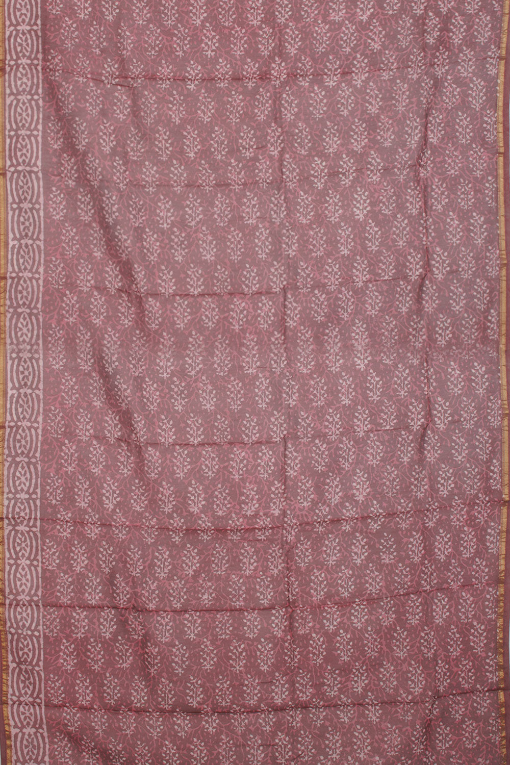 Brown Vanaspathi Printed Silk Cotton 3-Piece Salwar Suit Material   - Avishya