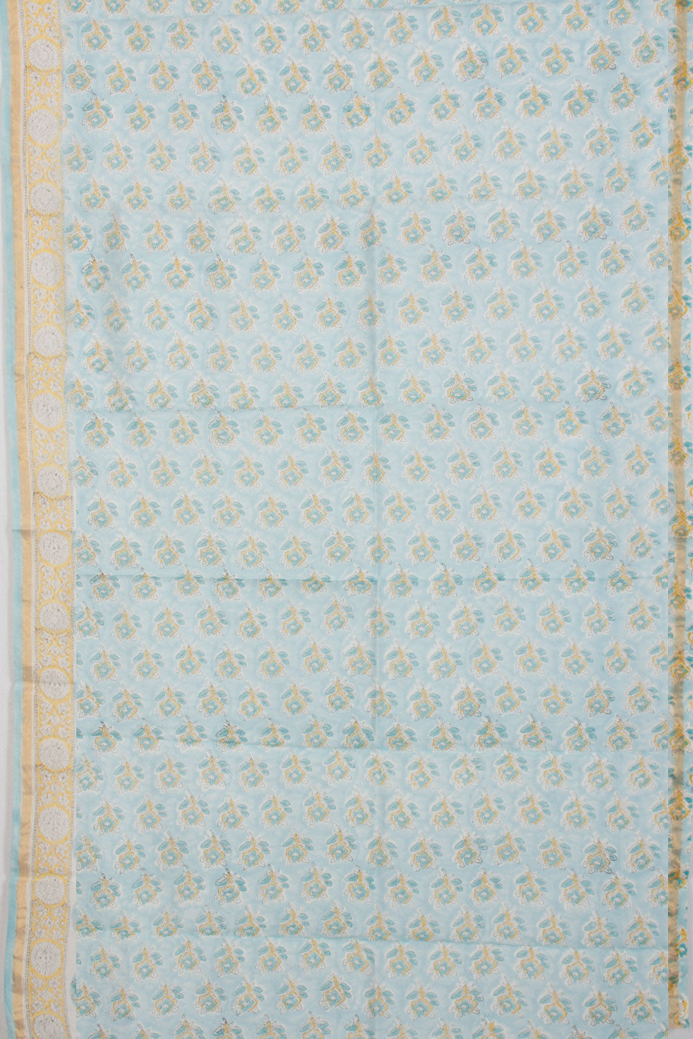 Blue Vanaspathi Printed Silk Cotton 3-Piece Salwar Suit Material  - Avishya