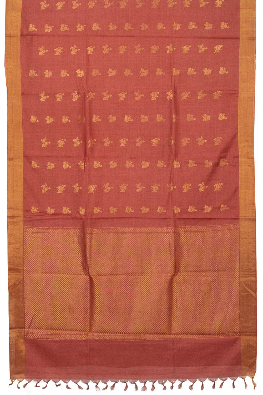 Rust Orange Handloom Kosa silk saree - Avishya