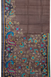 Brown Hand painted Tussar silk saree - Avishya