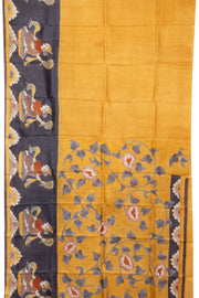Yellow Hand painted Tussar silk saree  - Avishya