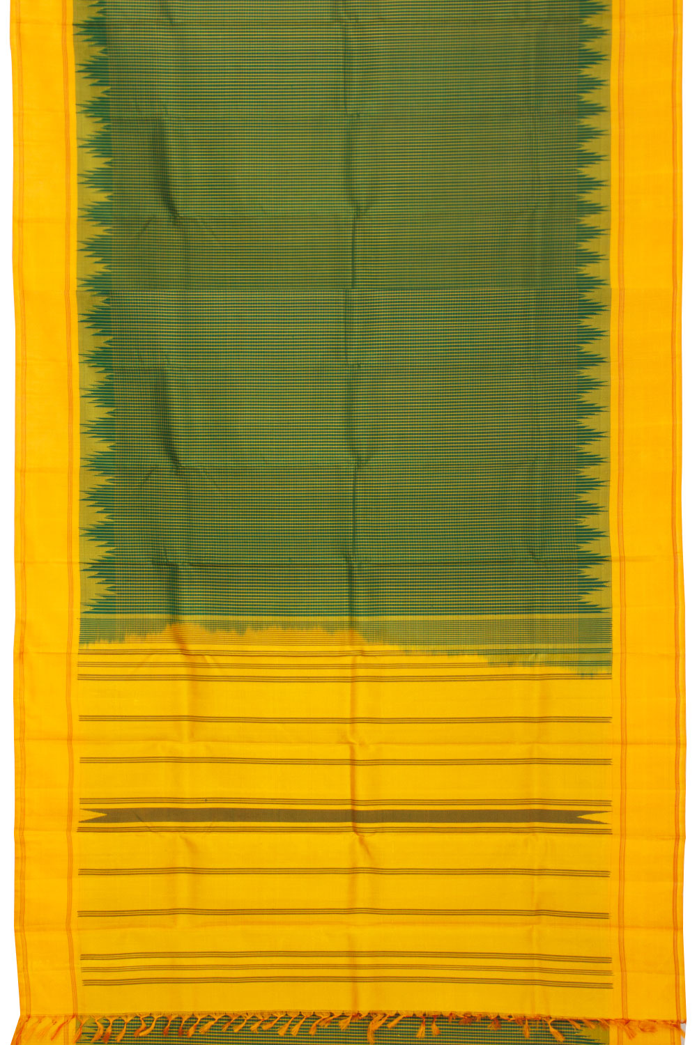 Parsley Green Korvai Kanjivaram Silk Saree - Avishya