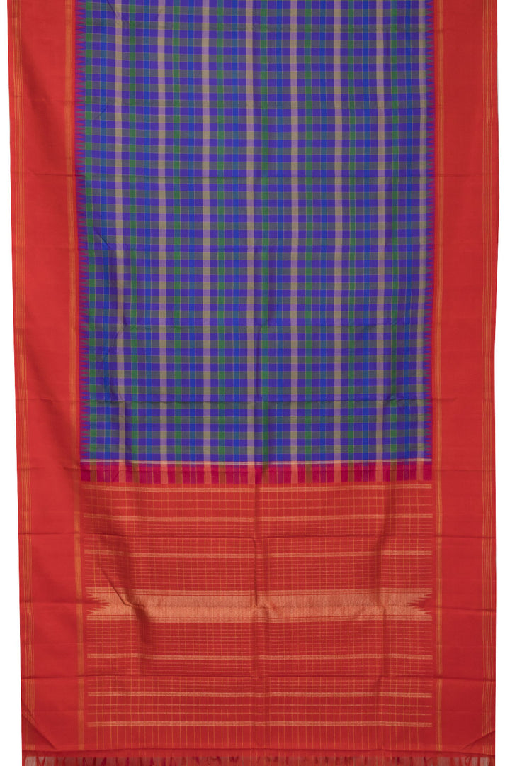 Blue Handloom Korvai Kanjivaram Silk Saree - Avishya