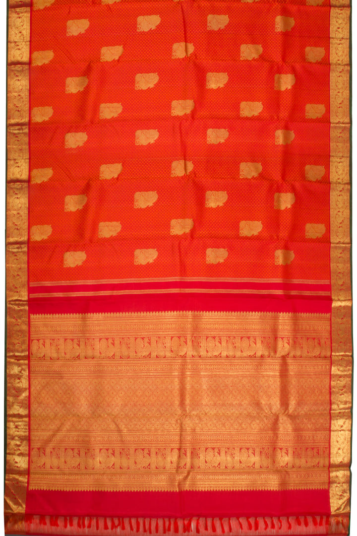Scarlet Red Handloom Bridal Kanjivaram silk saree - Avishya