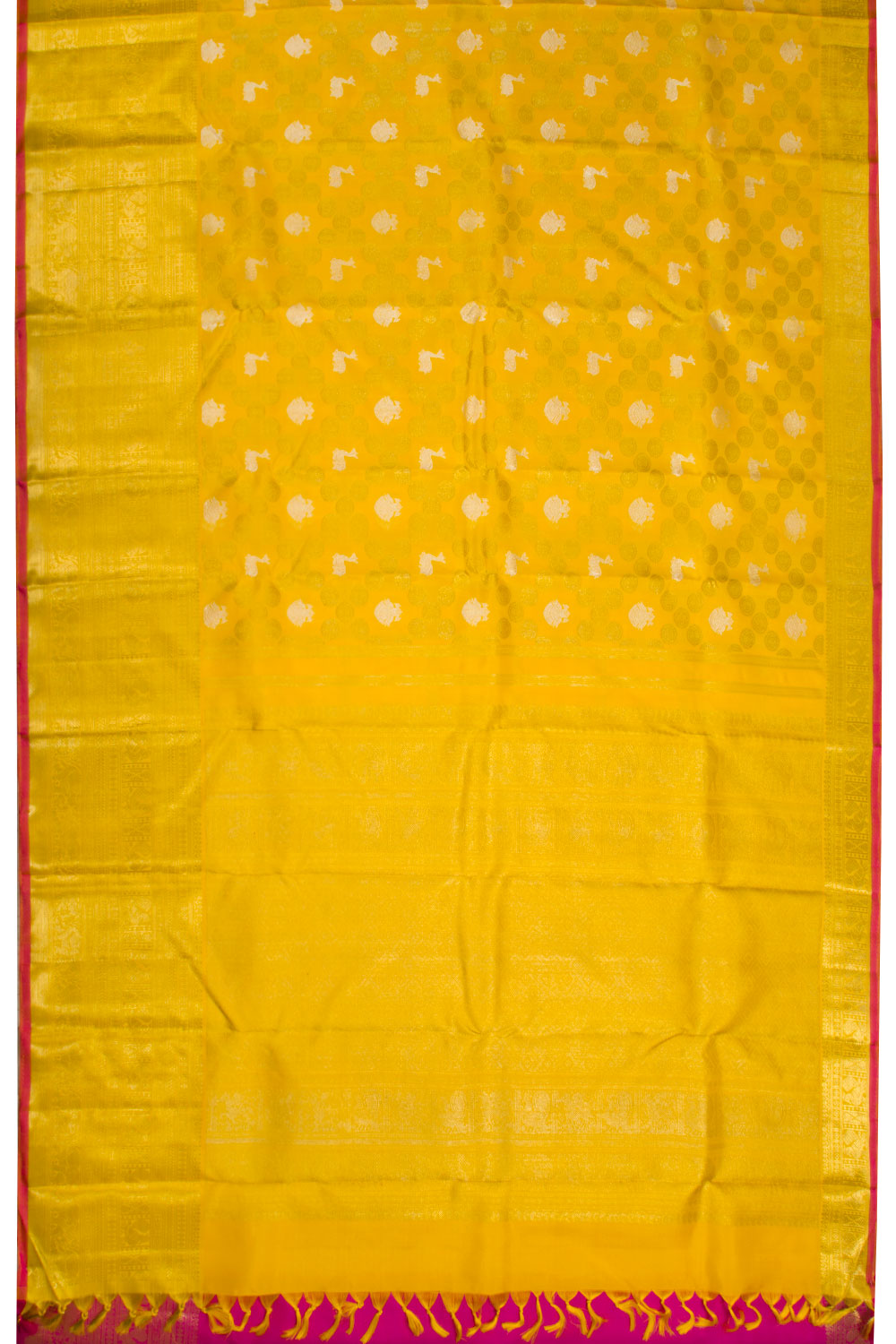 Dandelion Yellow Handloom Bridal Kanjivaram silk saree - Avishya