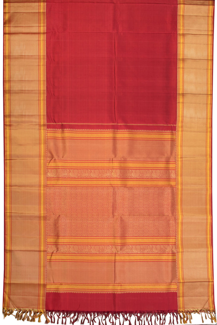 Fire Brick Red Handloom Kanjivaram silk saree - Avishya