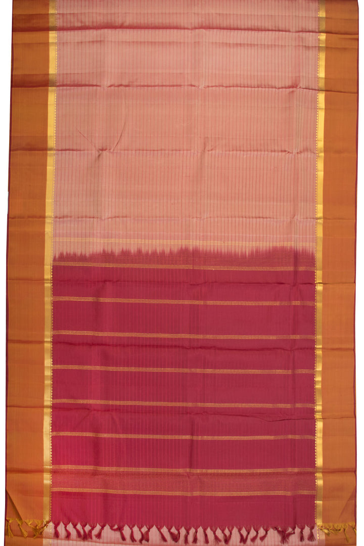 Peach Pink Handloom Kanjivaram silk saree - Avishya