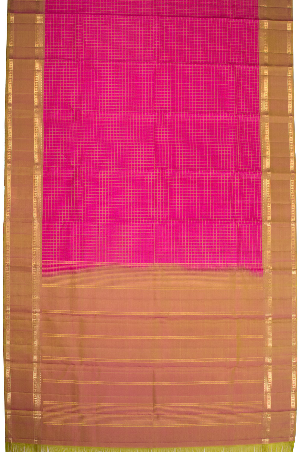 Bright Pink Handloom Kanjivaram silk saree - Avishya