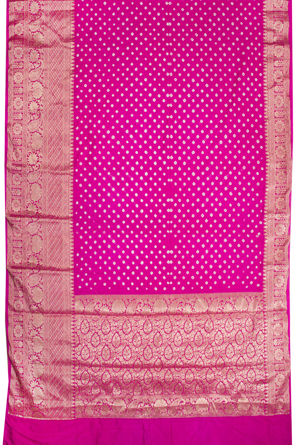 Hot Pink Kanjivaram Pure Silk Bandhani Saree - Avishya