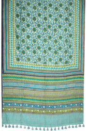 Pastel Blue Kantha Embroidered Silk Saree-Avishya