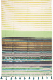 White Tussar Cotton Sequin Embroidered Saree -Avishya