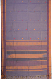 Pewter grey Handwoven Kanchi Cotton Saree - Avishya