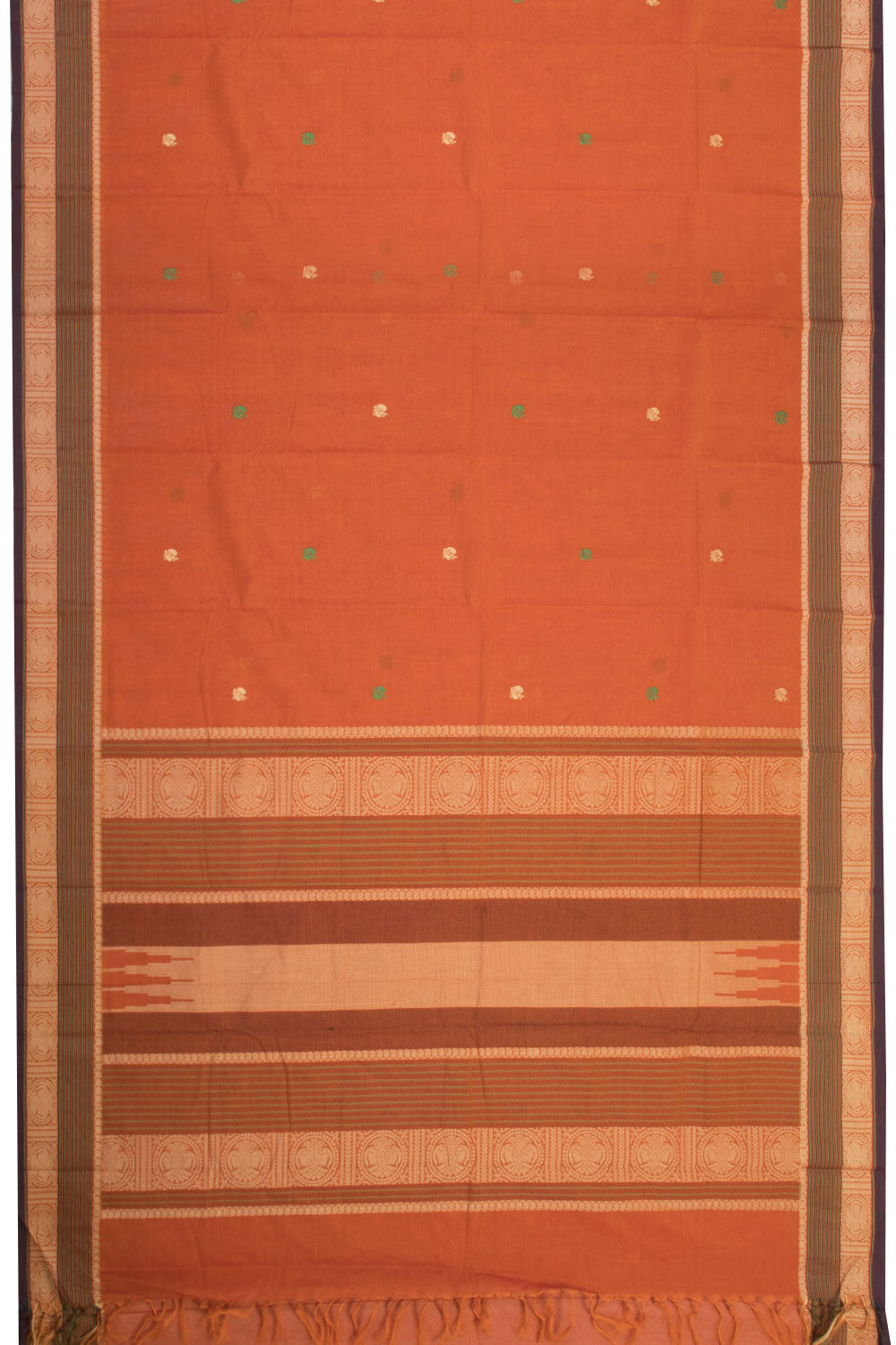 Mahogany Brown Handwoven Kanchi Cotton Saree - Avishya
