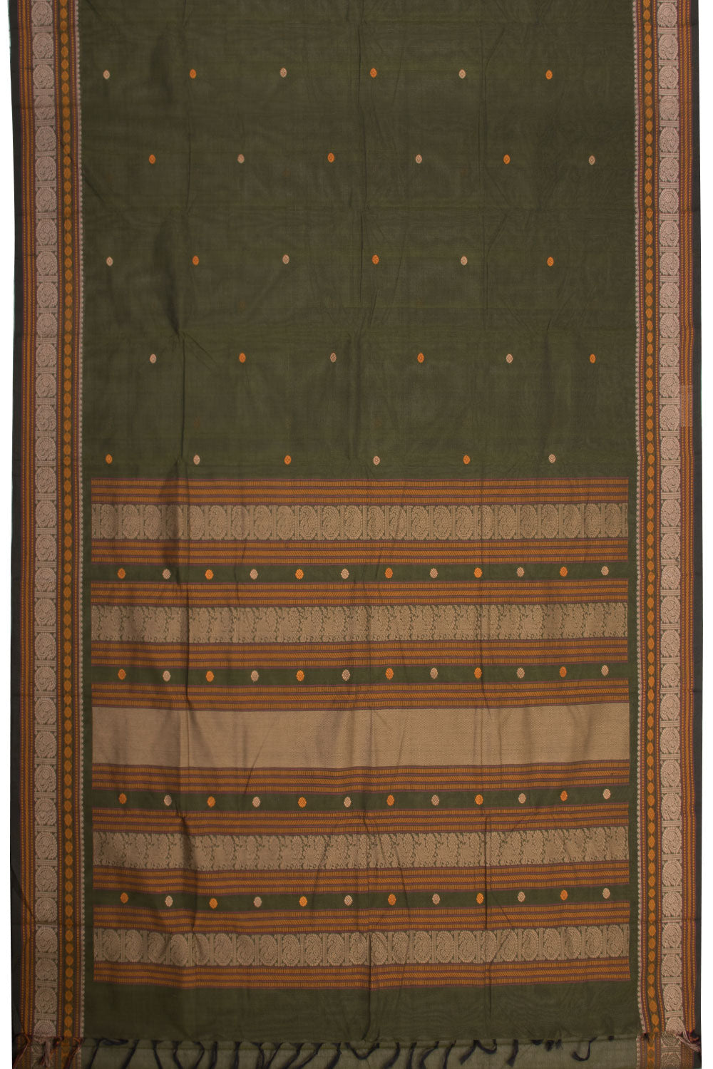 Moss Green Handwoven Kanchi Cotton Saree - Avishya